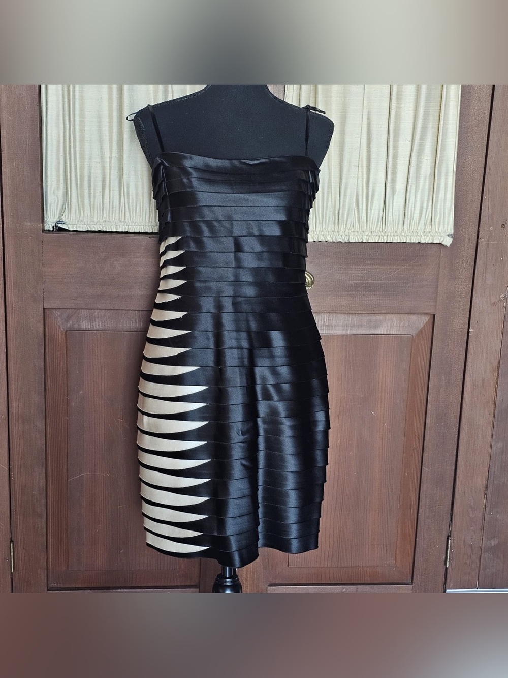 BCBGMaxAzria Black Mini Dress with Nude Illusion Panels